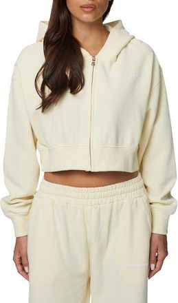 Good For Nothing Essential Cropped Zip Hoodie in Yellow at Nordstrom, Size X-Small Uk