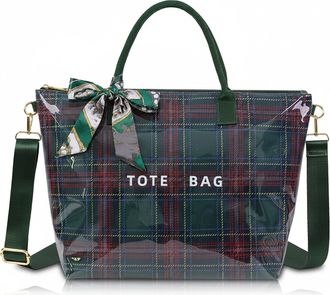 Generic PVC Trendy Shoulder Bags Letters Print Tote Bags for Women Work Shopping(Green)