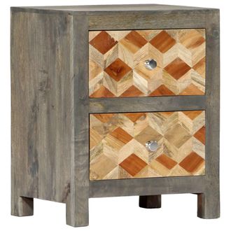vidaXL Mesita De Noche Madera Maciza De Mango Gris 40x30x50 Cm Vidaxl