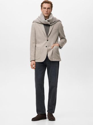 Mango Giacca slim fit lana melangiata beige - Uomo - 46 - MANGO MAN