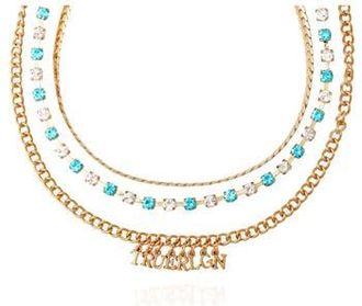 True Religion Crystal Layered Chain Necklace in Gold Tone at Nordstrom Rack