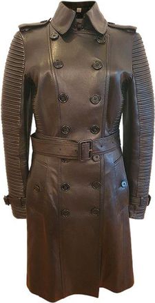 Burberry Long Lambskin Biker Trench Coat Size S
