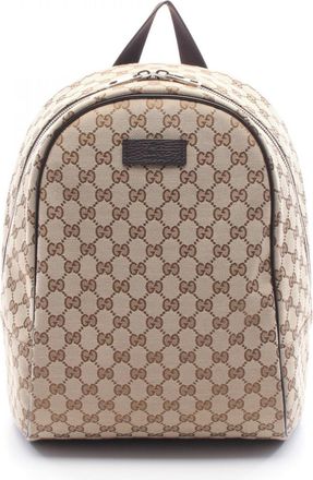 Gucci Gg Canvas Beige Brown Gg Canvas Backpack (Pre-Owned)