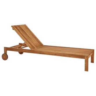 Beliani Beliani - Tumbona R&uacute;stica Moderna Para Jard&iacute;n Exterior Reclinable Con Ruedas Incorporadas De Madera De Acacia Clara Bellano