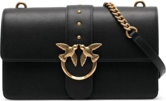 Pinko Love One Classic - Dames - Schoudertassen - Zwart - ONE Size - Leer - Tassen