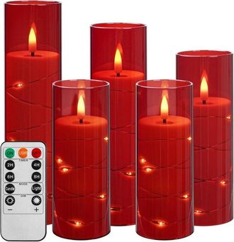 OEM Bougie Led - Guirlande Lumineuse Int&eacute;gr&eacute;e - T&eacute;l&eacute;commande Et Minuterie 24 H - Pour D&eacute;coration Int&eacute;rieure Et Ext&eacute;rieure - Lot De 5