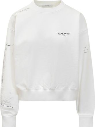 Givenchy White Logo Crew Neck Sweater