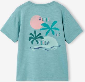 Vertbaudet Jungen T-Shirt mit XL-Print hinten und Recycling-Baumwolle salbeigr&uuml;n