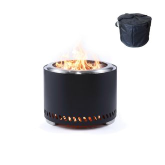 Relaxdays Relaxdays Brasero Sin Humo, Acero Inoxidable, Al X &Oslash; 35 X 49,5 Cm, Caj&oacute;n De Cenizas Y Bolsa, Negro