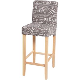Hhg Hhg - Nunca Usado] Taburete De Bar 525, Taburete De Bar Taburete De Mostrador, Madera Mvg-certified, Lettering, Gris, Patas Claras, Tela/textil