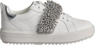 Michael Kors Emmett Fringed Crystal Sneakers - Dames - Sneakers - Wit - 38 1/2 EU - Leer - Schoenen