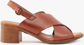 Hush Puppies Womens Hush Puppies GABRIELLE Womens Leather Sandals Tan - Brown - Size: 5