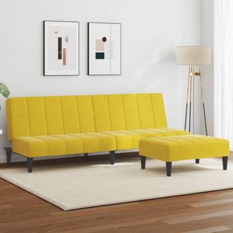 vidaXL Vidaxl - Sof&aacute; Cama De 2 Plazas Con Taburete Terciopelo Amarillo