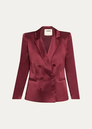 L'agence Sena Silk Double-Breasted Blazer