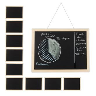 Relaxdays Relaxdays Set De 10 Pizarras Negras Con Marco De Madera, Borrable, Organizadora, Para La Pared, 30 X 40 Cm