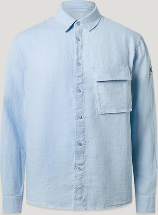 Belstaff Scale Shirt Mens Garment Dyed Linen Sky Blue Size 2XL