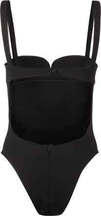 Magda Butrym Womens Wool Bodysuit With Sweetheart Neckline Black Elastane Tops Top