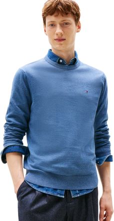 Tommy Hilfiger Mens Essential Cotton Round Neck Jumper, Blue (Petrol Blue Heather), XXL