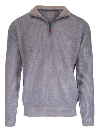 Kinross Cashmere ribbed zip-up sweater - men - Cashmere - L - Grey