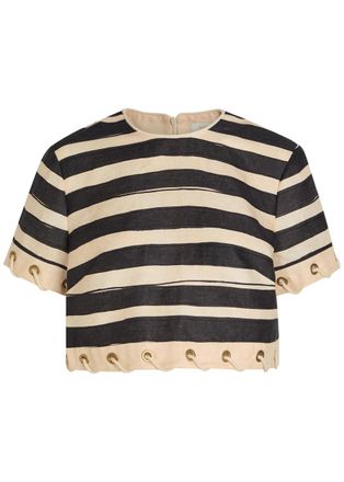 Zimmermann Rebellion Striped Linen Crop top - Black - 1 (UK 10 / S)