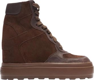 Casadei High Top Su&egrave;de Sneakers - Dames - Sleehakken - Bruin - 38 EU - Su&egrave;de - Schoenen