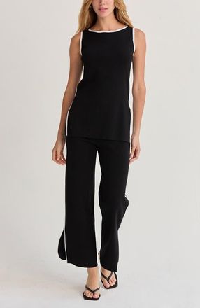 Crescent Contrast Pop Sweater Knit Two Piece Set in Black/white at Nordstrom, Size Large