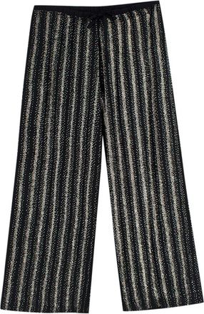 Dries Van Noten Black Silk Sequin Embellished Trousers Size S