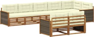 vidaXL Conjunto De Sof&aacute;s De Exterior 8 Uds. Natural Y Crema Vidaxl