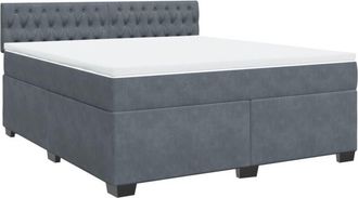 vidaXL Cama Box Spring Con Colch&oacute;n Terciopelo Gris Oscuro 180x200 Cm Vidaxl