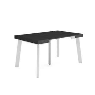 Skraut Home Skraut Home - Mesa Consola Extensible, Mesa Comedor Plegable, 140, Para 6 Comensales, Patas De Madera, Estilo Moderno, Negro