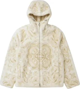 Casablanca Faux Fur Hooded Jacket - Heren - Jassen - Beige - M - Jassen