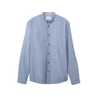 Tom Tailor Regular Fit Linnenmix Shirt - Heren - Overhemden - Blauw - Maat: XL Linnen