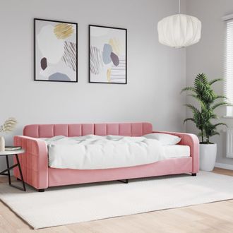 vidaXL Sof&aacute; Cama Con Colch&oacute;n Terciopelo Rosa 90x200 Cm Vidaxl