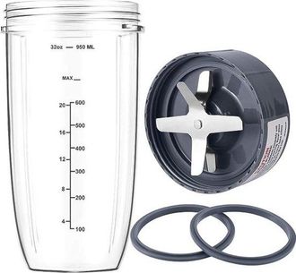 OEM Adecuado Vaso Cuchillas Licuadora Nutribullet: Vaso Grande 946,4 Ml (32 Oz), Frescura Resellable Junta Goma, Licuadoras Nutri Bullet 600 W/900 W