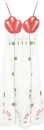 Farm Rio Richelieur Embroidered Scallop-edge Midi Dress
