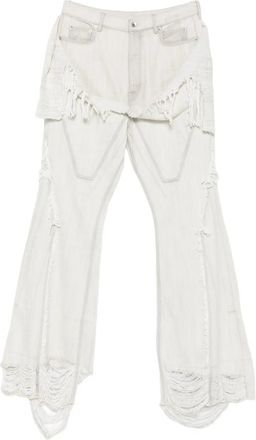 Rick Owens Fringed Distressed Button-fastening Jeans