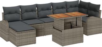 vidaXL Garden Sofa Set with Cushion 8 pcs Grey vidaXL