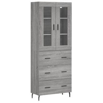Berkfield Home Highboard Grey Sonoma 69.5x34x180 cm Engineered Wood