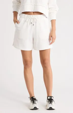 Yogalicious Stone Wash Boyfriend Shorts in White Dove at Nordstrom Rack, Size X-Small