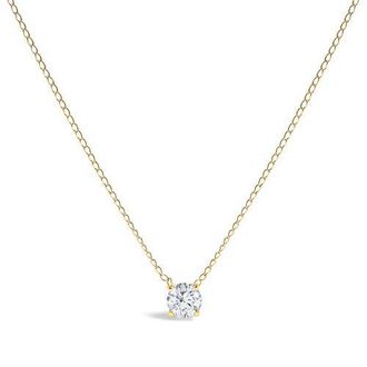 House of Brilliance 14K Gold Floating 1/2 Cttw Lab Grown Diamond Solitaire Pendant Necklace - 18 Inches in Yellow at Nordstrom