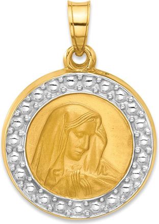 Diamond2Deal 14k Yellow Gold and Rhodium Hollow Lady of Sorrows Pendant