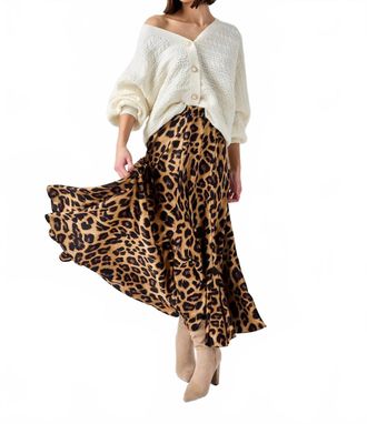 Choklate Paris Animal Printed Satin Skirt In Camel
