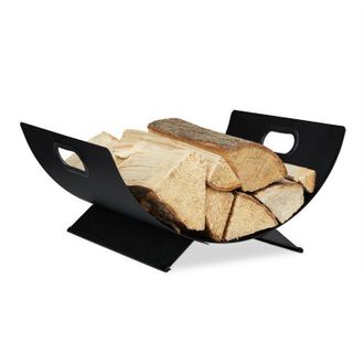 Elle Cesta Para Le&ntilde;a, De Metal, Para Almacenar Troncos, 18,5 X 40 X 33 Cm, Cesta Grande Negra