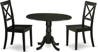 East West Furniture Dining Room Set Black, DLBO3-BLK-W