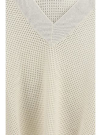 Brunello Cucinelli Womens Cashmere Net Sweater Panama-Nebbia (capra Hircus) Panama/nebbia