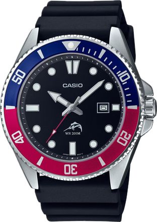 Casio Mens Black and Pepsi Bezel Dive Watch - MDV-106B-1A2VCF