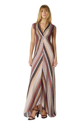 Missoni Long Dress With Knot And Neckline in Red & Blue at Nordstrom, Size 40 It