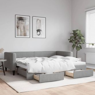 vidaXL Sof&aacute; Cama Nido Con Cajones Tela Gris Claro 90x200 Cm Vidaxl
