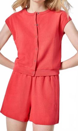 Lilla P Textured Terry Cardigan In Zinnia
