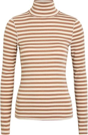 Free People striped roll-neck top - women - Cotton/Lyocell/Elastane - S - Brown